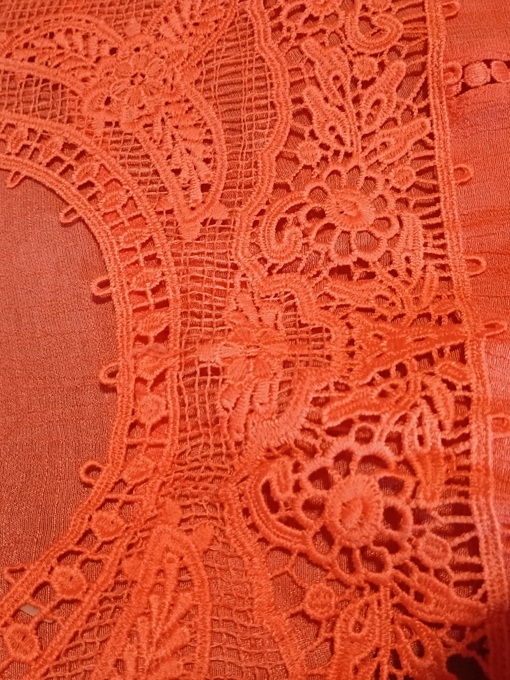 Zac & Rachel Ladies Coral Boho Lace Yoke Boho Blouse Sz Lg - Picture 7 of 9